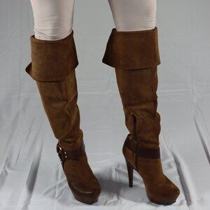 Jessica Simpson ZERA Over The Knee Suede Leather Spike Platform Heel Boots 6-1/2